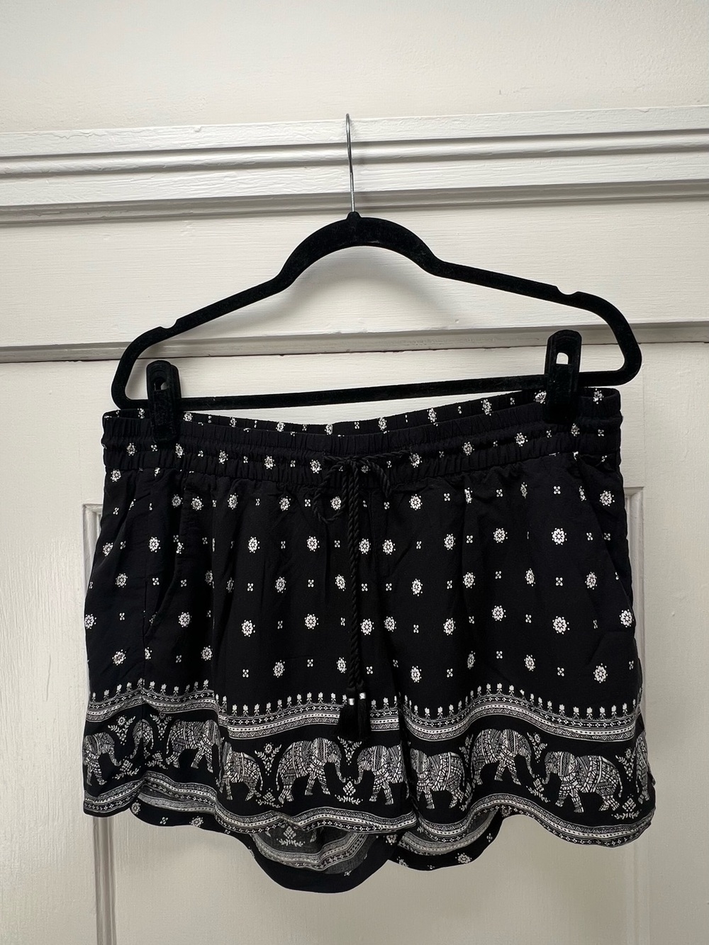 Old Navy Black shorts with White Elephant Trim